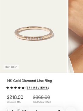 Quince 14K Gold Diamond Line Ring - Gold size 9